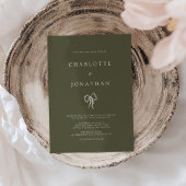 Moderne Elegante Olijfgroene Bruiloft Kaart
