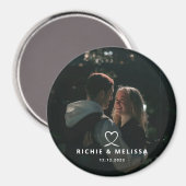 Moderne Elegante Paar Foto Aangepaste Datum Magnee Magneet (Voorkant / Achterkant)