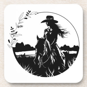 Moderne Elegante Paard Cowgirl Westerse Equestrian Bier Onderzetter