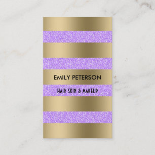 Moderne elegante Paarse glitter en gouden strepen Visitekaartje