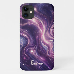 Moderne Elegante Paarse Gouden Marmer Gepersonalis iPhone 11 Hoesje