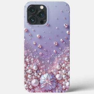 Moderne elegante paarse parels voor Valentijnsdag iPhone 13 Pro Max Hoesje