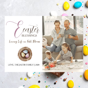 Moderne elegante Pasen Zegeningen Script Foto Feestdagenkaart