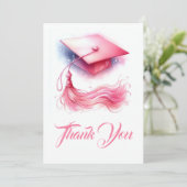 Moderne Elegante Pastel Graduation Cap Bedankkaart (Staand voorkant)