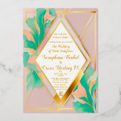 Moderne Elegante Pastel Roze en Blauwe Bruiloft Folie Uitnodiging (Voorkant)