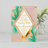 Moderne Elegante Pastel Roze en Blauwe Bruiloft Folie Uitnodiging (Staand Voorkant)