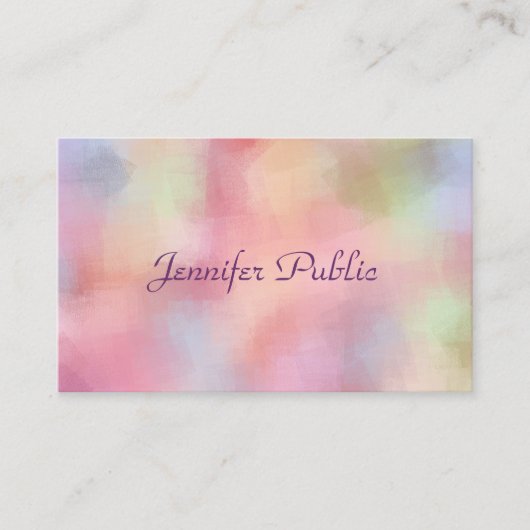 Moderne elegante pastelkleuren handschrift visitekaartje (Voorkant)