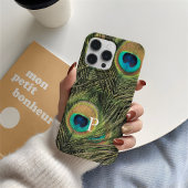 Moderne Elegante Peacock Feather Monogram Telefoon Case-Mate iPhone Case