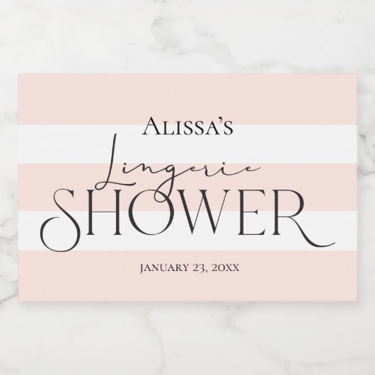 Moderne Elegante Perzik en Witte Strepen Sparkling Wijnetiket (Enkel label)