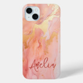 Moderne Elegante Perzik Goud Marmer Gepersonalisee Case-Mate iPhone Case (Achterkant)