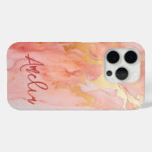 Moderne Elegante Perzik Goud Marmer Gepersonalisee Case-Mate iPhone Case (Achterkant (horizontaal))