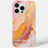 Moderne Elegante Perzik Goud Marmer Gepersonalisee Case-Mate iPhone Case (Achterkant)