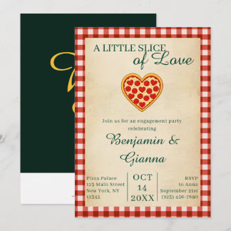 Moderne Elegante Pizza Liefde Verloving Feest Kaart