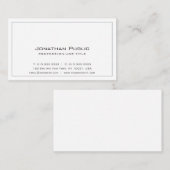 Moderne Elegante Plain Grey Wit Professioneel Visitekaartje (Voorkant / Achterkant)