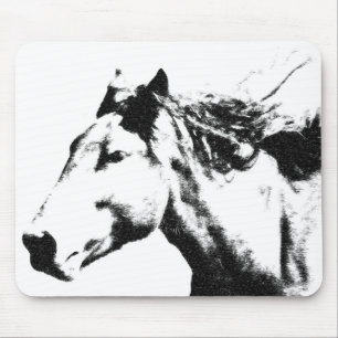 Moderne elegante Pop Art Sjabloon die paarden runt Muismat