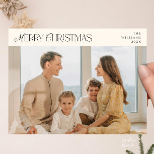 Moderne Elegante, Prettig Kerstmis Familie Foto Briefkaart