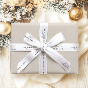 Moderne Elegante Prettig Kerstmis Familienaam Lint
