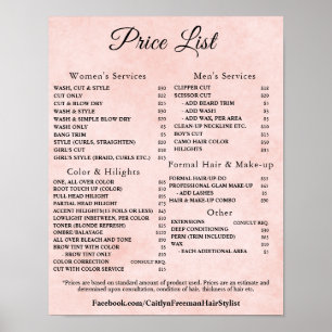 Moderne Elegante Prijslijst Schoonheidssalon Poster