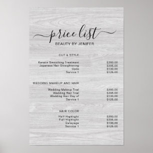 Moderne Elegante Prijslijst Schoonheidssalon Poster