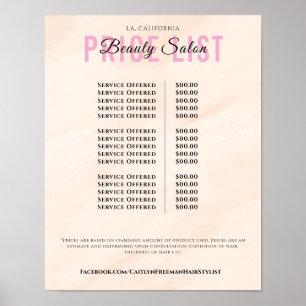 Moderne Elegante Prijslijst Schoonheidssalon Poster