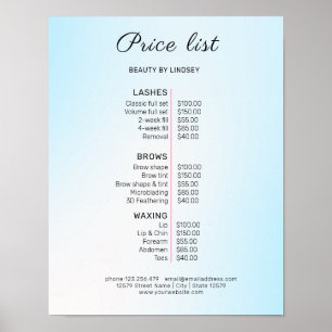Moderne Elegante Prijslijst Schoonheidssalon Poster