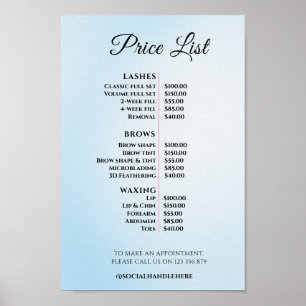 Moderne Elegante Prijslijst Schoonheidssalon Poster