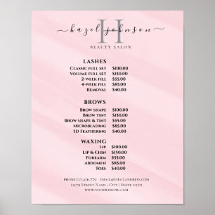 Moderne Elegante Prijslijst Schoonheidssalon Poster