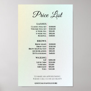 Moderne Elegante Prijslijst Schoonheidssalon Poster