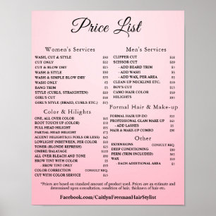 Moderne Elegante Prijslijst Schoonheidssalon Poster