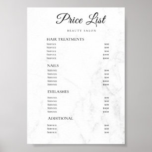 Moderne Elegante Prijslijst Schoonheidssalon Poster