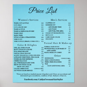 Moderne Elegante Prijslijst Schoonheidssalon Poster