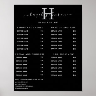 Moderne Elegante Prijslijst Schoonheidssalon Poster