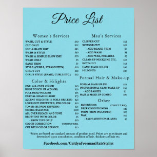 Moderne Elegante Prijslijst Schoonheidssalon Poster