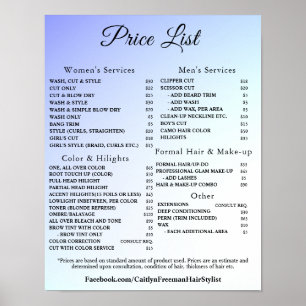 Moderne Elegante Prijslijst Schoonheidssalon Poster