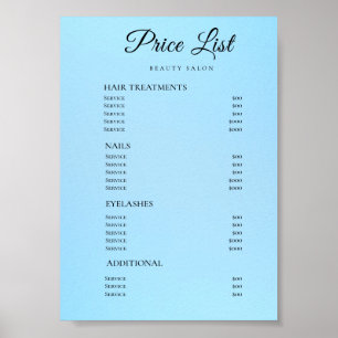 Moderne Elegante Prijslijst Schoonheidssalon Poster