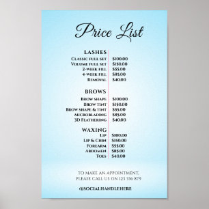 Moderne Elegante Prijslijst Schoonheidssalon Poster