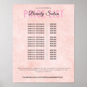 Moderne Elegante Prijslijst Schoonheidssalon Poster