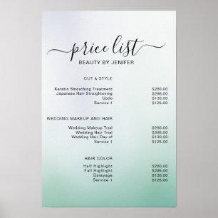 Moderne Elegante Prijslijst Schoonheidssalon Poster