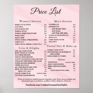 Moderne Elegante Prijslijst Schoonheidssalon Poster