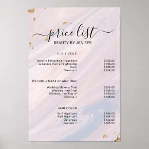 Moderne Elegante Prijslijst Schoonheidssalon Poster