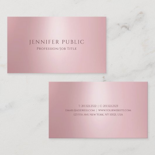 Moderne Elegante Professionele Roos Gouden Sjabloo Visitekaartje (Voorkant / Achterkant)