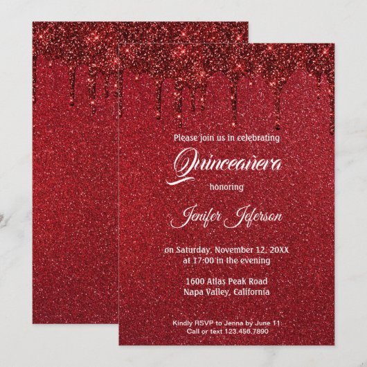 Moderne elegante Quinceanera uitnodiging (Voorkant / Achterkant)