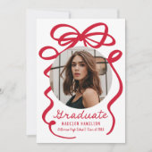 Moderne Elegante Rode Boog 2 Foto Afstuderen Aankondiging (Voorkant)