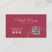 Moderne Elegante Rode Haar Stylist Make-up QR Code Visitekaartje (Achterkant)