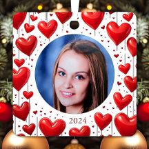 Moderne Elegante Rode Harten Kerstfoto