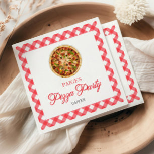 Moderne Elegante Rode Pizza Feest Verjaardagsfeest Servet