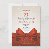 Moderne elegante rode     ribbonverjaardag kaart (Voorkant)