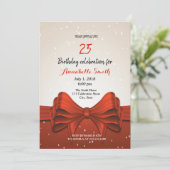 Moderne elegante rode     ribbonverjaardag kaart (Staand voorkant)