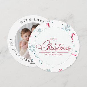 Moderne Elegante Rode Script Foto Kerstmis Feestdagenkaart