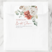 Moderne Elegante Rode Winter Kerst Bruids douche Vierkante Sticker (Tas)